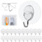 EOSWRU Self Adhesive Hooks, 20Pcs Sticky Hooks for Hanging, Hooks Heavy Duty 8 kg (Max) Seamless Transparent Adhesive Hooks Waterproof and Oil-Resistant, Wall Hooks for Kitchen Bathroom Office Closet