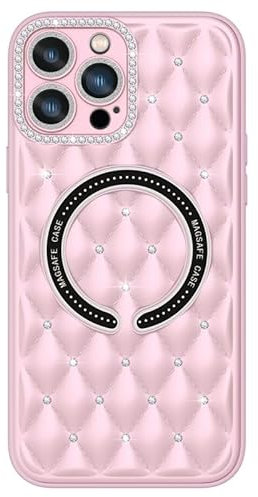 MINUUISCT Compatible for iPhone XS MAX Case Magnetic, TPU+PC Material,Women Girls Clear Glitter Bling Sparkly Case, Diamond Camera Lens Protectors,Pink