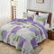 Simple&Opulence Quilted Patchwork Bedspread King Size, Bed Throw 3 Piece Bedding Set Includes Coverlet with 2 Pillowcase, Floral Patchwork Quilted Throw(240x260cm,Purple Green)