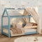 smartwood Montessori Hausbett 90x200 - Blau - für Kinder - Kinderbett mit Lattenrost & Verstellbarer Rausfallschutz - Milo Bett aus Massivkiefernholz für Jungen & Mädchen - Belastbar bis 230 kg