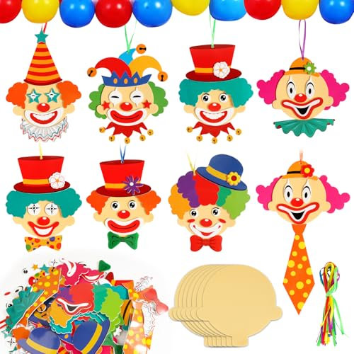 BOOMTOP 15pcs Bastelset Clown Deko Karneval Schaumstoff Sticker Selbstklebend Moosgummi Aufkleber Kinder zum Basteln Zirkus Deko Karneval Fasching Kindergeburtstag Party Wand Tür Dekoration