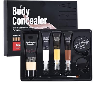 VANERIA Correcteur De Tatouage,Correcteur Pour Le Corps Coffret,Longue Durée Fond de Teint Couvrant Tatouage,Pour Tatouages&Cicatrices, Taches De Vieillesse und Ecchymoses, Résistant à L'Eau 283g