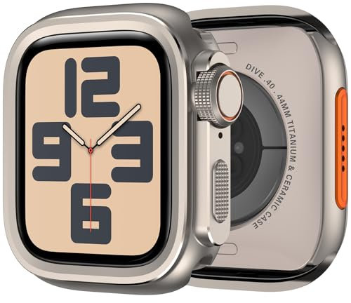 ZZDZZ Metall Schutzhülle Kompatibel mit Apple Watch Series 6/SE/5/4 44mm Hülle, 2 in 1 Kratzfest Rahmen Stoßstange mit Rücken Gehäuse für iWatch 44mm (Titanstahl)