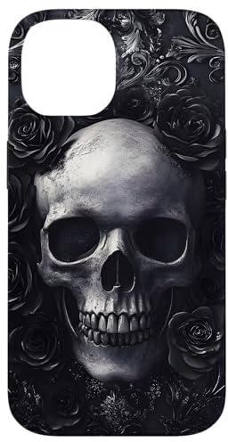 Gothic Totenkopf mit Rosen Hülle für iPhone 14