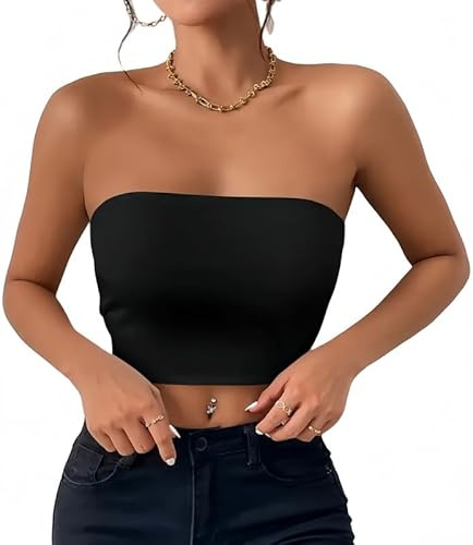 Sukiglam Crop Top Donna Estivo Sexy Slim Fit Tubo Tops a Fascia Basic Senza Maniche Stretchy Elegante Y2k Backless T-Shirt Non Imbottito Tessuto a Doppio Strato