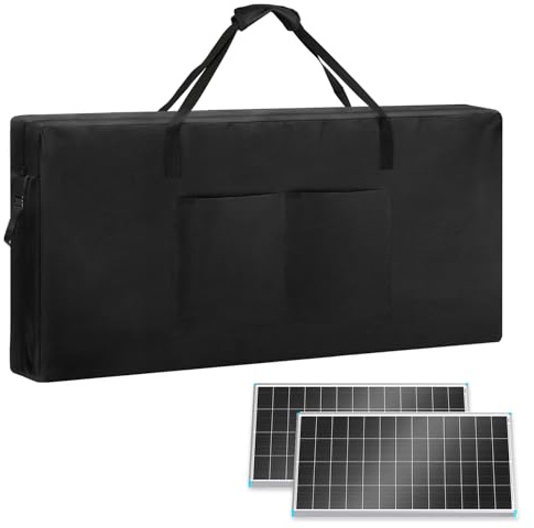 Loenel Aufbewahrungstasche für Solarmodul, Tragetasche für 100 W, 200 W, 400 W, Wohnmobil, wasserdicht, tragbar, Schwarz, 127 cm L x 13 cm B x 73,7 cm H