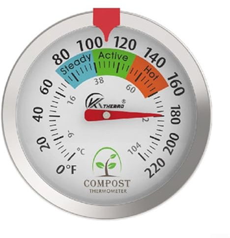 SageFurned Edelstahl Erde Kompost Thermometer Garten Feuchtigkeitsmesser zur Temperaturmessung in Hochbeeten Gewächshaus Keine Batterie erforderlich Gartenwerkzeug (50 cm)