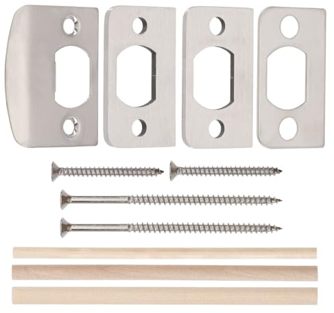 CHGCRAFT 11 Pcs Door Spacer Shim Plates with 3 Different Thickness Stainless Steel Adjustable Corner Strike Plates for Home Office Door Repair, Sliver