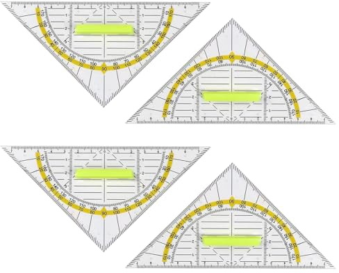 4 Stück Geodreieck, Flexibel Geodreieck mit Griff, Kunststoff Flexibel Geo Dreieck, Geometrie Dreieck, für Studenten Büro Designer Malerei für Den Einsatz im Schulbüro