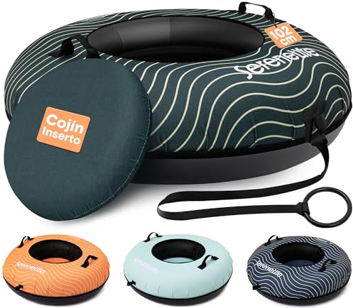 SereneLife Luge Gonflable 100 cm – Tube de Neige Résistant avec Coque Rigide et Housse Oxford – pour Enfants et Adultes
