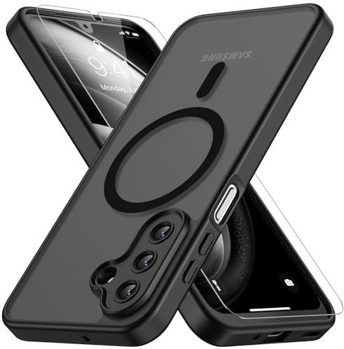 Vansdon Magnetisch für Samsung Galaxy A17 4G/5G Handyhülle-Schwarz | Inkl. 1 Schutzglas, Magsafe-kompatibel, Fallschutz nach Militärstandard, transluzente matte Rückseite, stoßfeste Handyhülle