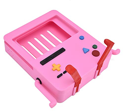 Fdit Cute Game Console Host Stand Anti-Drop ABS Video Game Bracket Stand Easy to Carry and Use for Gaming Enthusiasts, Material Size 8.7 X 7.1 X 2.2in (Pink)