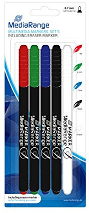 MediaRange Multimedia Markerset, mit Löschstift, 5er Set