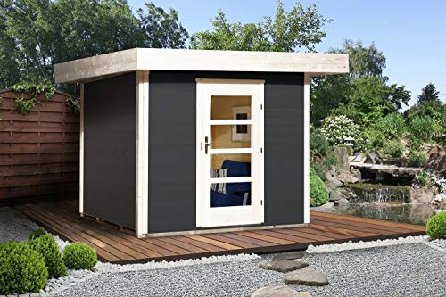 Weka Gartenhaus, Designhaus 172 Größe 1, 28 mm, ET, anthrazit, 275x314x226 cm, 172.2424.46000