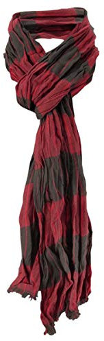TigerTie Raffschal bordeaux schwarz kariert mit kleinen Fransen - Schal Gr. 180 x 50 cm