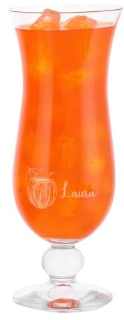 Herz & Heim® Karibisches Cocktailglas mit Gravur Ihres Wunschnamens (Kokosnuss)