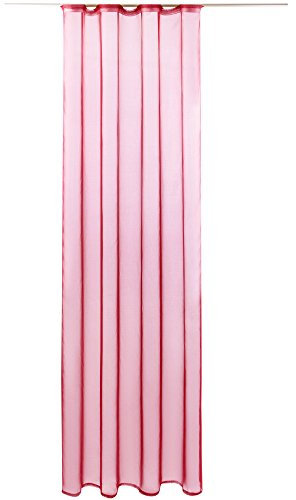 Gardine mit Kräuselband, Transparent Voile 140x245 cm (Breite x Länge) in pink - Fuchsia, viele weitere Farben und Größen