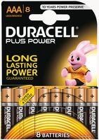 Duracell 5000394018549 Pile Non-Rechargeable, Plus de Puissance avec Duralock, Lot de 8, Alkaline, 1,5 V, AAA