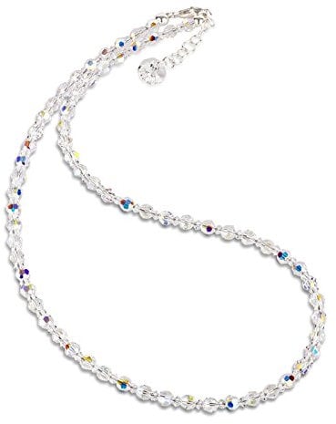 Schöner SD Halskette 4mm Kristallperlen Crystal Aurora Boreale 925 Silber 42cm
