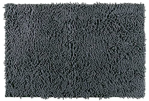 WENKO Badteppich Chenille Mouse Grey - Badematte, Duschmatte, samtweich & rutschhemmend, Polyester, 50 x 80 cm Mausgrau