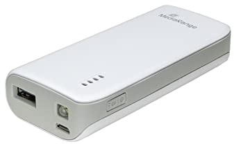 MediaRange Mobiles Ladegerät I Powerbank 5.200mAh mit LED-Taschenlampe, 1x USB-A, weiß/grau