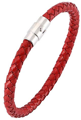 ZENSE - Bracelet rouge en cuir tressé pour homme ZB0258