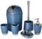 Bathlux Modern Design 6 Piece Bathroom Accessory Set, Toilet Brush, Waste Bin, Soap Dish, Tooth Brush Holder Soap Dispenser, Rinse Cup (Blue)