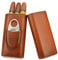 AMANCY Zigarrenetui, für 3 Finger, Leder, mit Zedernholz, mit silberfarbenem Edelstahlschneider, Braun