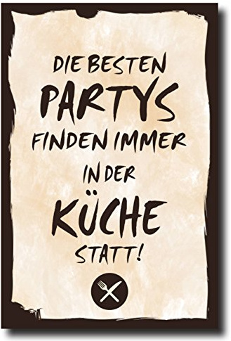 Homeyourself Holzschild Dekoschild Die besten Partys Finden Immer in der Küche statt mit Spruch 20x30cm Shabby Chic Vintage Wandschild Türschild Holzbild Holztafel Bild