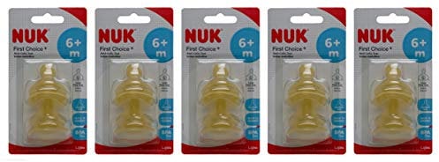 Multibuy 5X NUK® First Choice+ 2 Wide Latex Teats Size 2, Large Hole (6 Mths+)