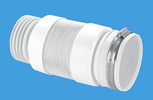 McAlpine WCF21S Flexible Back to Wall WC Toilet Pan Connector, 90mm Outlet, Straight Push-Fit Waste Pipe Fitting
