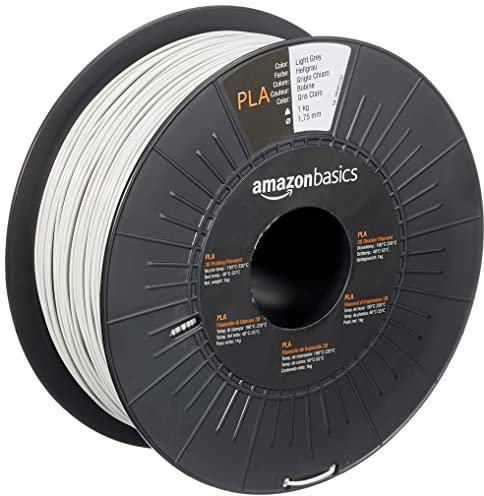 Amazon Basics Filament PLA pour imprimante 3D, 1.75 mm, Gris clair, Bobine, 1 kg