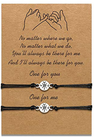 Mutter Tochter Armbänder Set passende Schnur String Armband Geschenk von Mutter zu Tochter Beziehung Handmade Wish Schmuck für Frauen Mädchen (2 Stück Kompass)