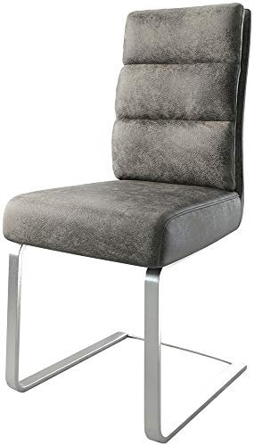 Schwingstuhl Pela-Flex Freischwinger flach Edelstahl Mikrofaser Grau Antik Taschenfederkern