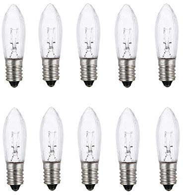 ShuoHui E10 Halogen lampen Ersatzlampen Glühbirnen Topkerze für Lichterkette 14V 3W 3000K 10 Stück