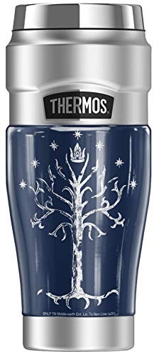 Thermos King Verre de voyage en acier inoxydable avec isolation sous vide et double paroi Motif Le Seigneur des Anneaux Arbre du Gondor 473 ml