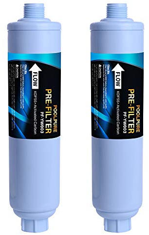 POOLPURE Vorfilter für Gartenschlauchende für Pool, Whirlpool, Spa, reduziert Chlor, Schwermetalle, Geruch, passt auf jedes Standard-Gartenschlauchgewinde, bis zu 8.000 Gallonen, 2 Stück