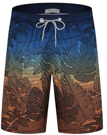 APTRO Herren Badehose Freizeit Short Schnelltrocknend Badeshorts Sportsshorts Blau und Orange K19 2XL