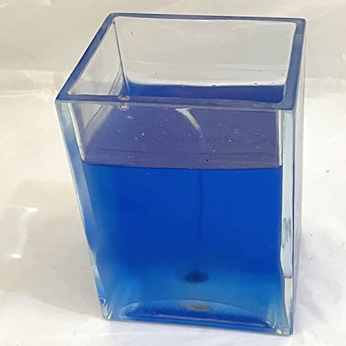 Oberstdorfer Glashütte Gel Kerze im Glas blau mit Duft nachfüllbar Garten Lampe Wohnraum Tischlampe Beleuchtung Vase eckig Höhe 14 cm Breite 10 cm Tiefe 8 cm