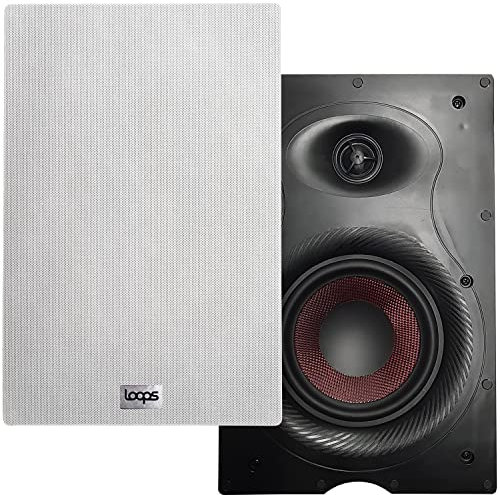 Loops PAIR 140W 6.5” Low Profile In-Wall Speakers - 2 Way 8 Ohm - Ultra Slim Recessed Satellite Speaker | Loud Surround Sound Perfect for Home Entertainment - Kevlar Cone for Strong Bass