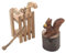 Wichtel Zubehör Schlitten Eichhörnchen Baumstamm Deko Miniatur Set 3-teilig