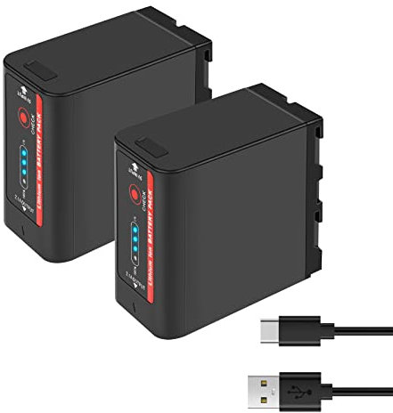 Shentec da 7,4 V 8800 mAh Batteria agli ioni di litio per Sony NP-F980 / F970 / F750 / F550 / F960 con cavo di ricarica USB da 5 V