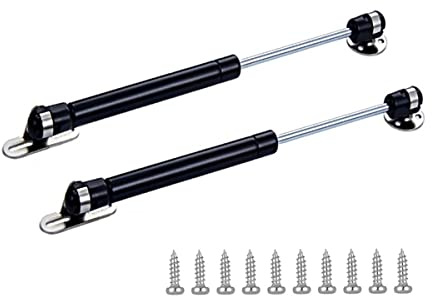 30 N/3,2 kg Gasdruckfeder Schrankscharnier Sicherheit Lift Unterstützung, Gasstoß und weiche Öffnung und Dämpfung Teleskop-Schranktür Gummikopf Gasfeder Unterstützung 20,3 cm Länge, 2 Set, Schwarz