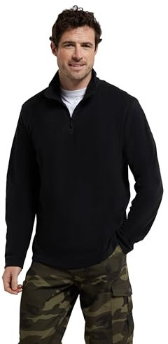 Mountain Warehouse Camber II Mens Half-Zip Fleece - Lightweight & Quick Dry Microfleece - Autumn, Winter, Outdoors Black XL