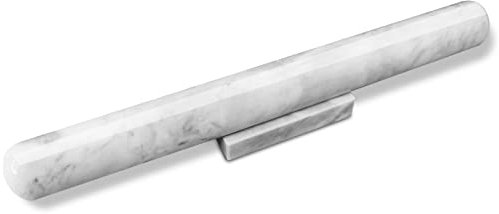 HESHIBI French 15.8 Polished Marble Rolling Pin with Marble Base, Non-Stick for Baking Pizza Dough, Pie & Cookie (White)