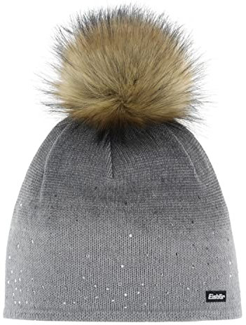 Eisbär Tiana Lux Crystal Mütze für Damen mit Bommel, Größe:Einheitsgröße, Farbe:Grau