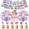 Kirby Decorations - Party Supplies for a Celebratory Birthday - Includes Balloons, Cake Topper, Banner & More