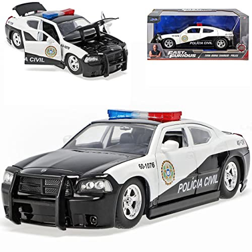 alles-meine.de GmbH Dodge Charger Police The Fast and The Furious 1/24 Jada Modell Auto mit individiuellem Wunschkennzeichen