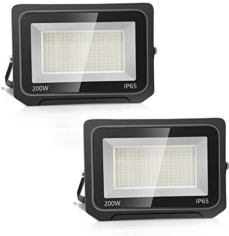 Loyal 2er 200W 20000LM LED Strahler Außen, 3000K Warmweiß Fluter, IP65 Wasserdicht Außenstrahler, Superhell Innen- und Außenleuchten für Gärten Garage Hinterhof Flur