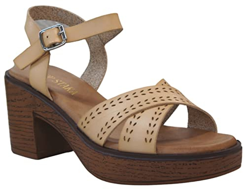 Women's Fashion Platform Wood Effect Heel cushioning Indoor Outdoor